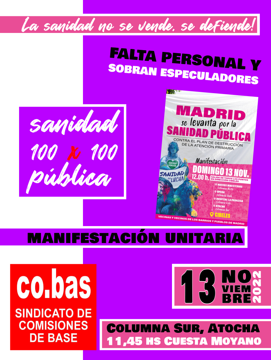 Manifestaci N Unitaria Por La Sanidad P Blica S Bado D A De